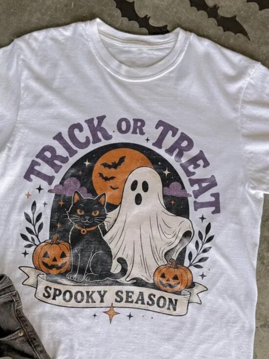 Tops - Funny Halloween Shirt, Cat Tee, Autumn Shirt